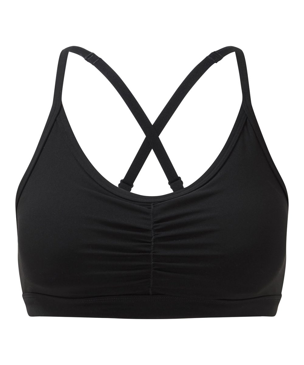 Black Women's TriDri® ruched sports bra (medium impact)