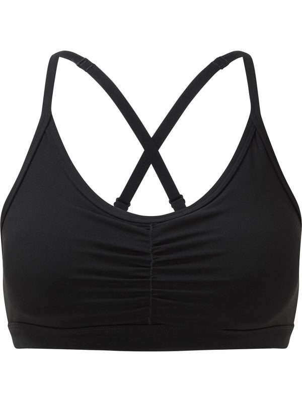 Black Women's TriDri® ruched sports bra (medium impact)