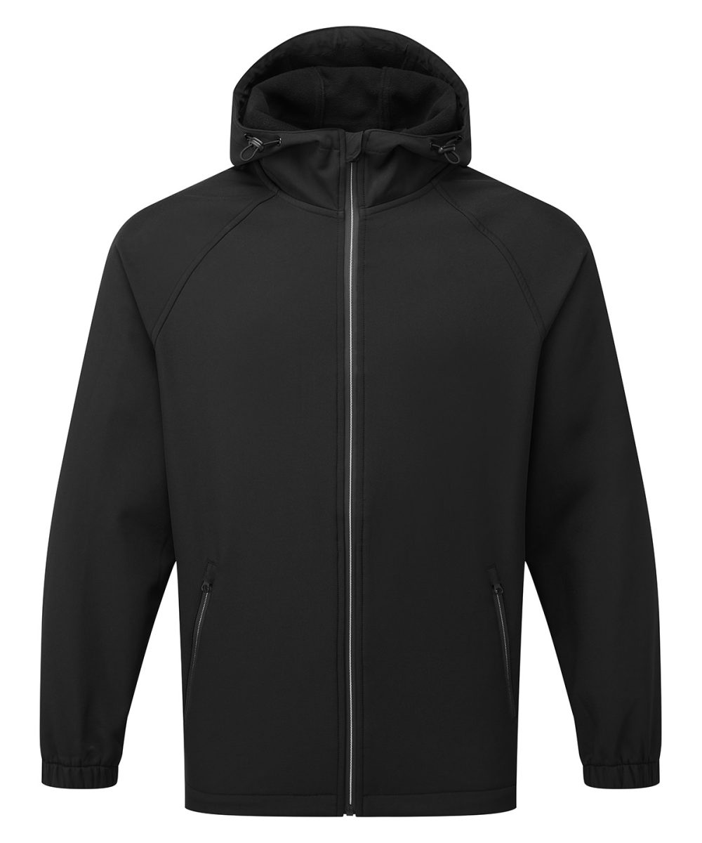 Black Hooded 2-layer softshell jacket