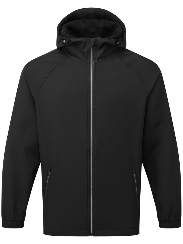 Black Hooded 2-layer softshell jacket