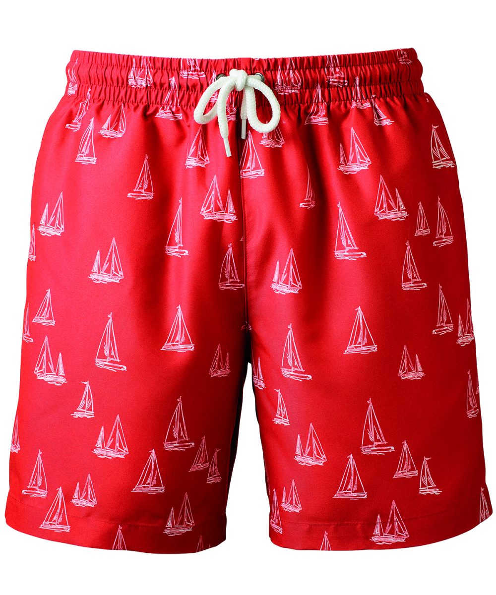 Washed Coral Nautical Design Men's swim shorts