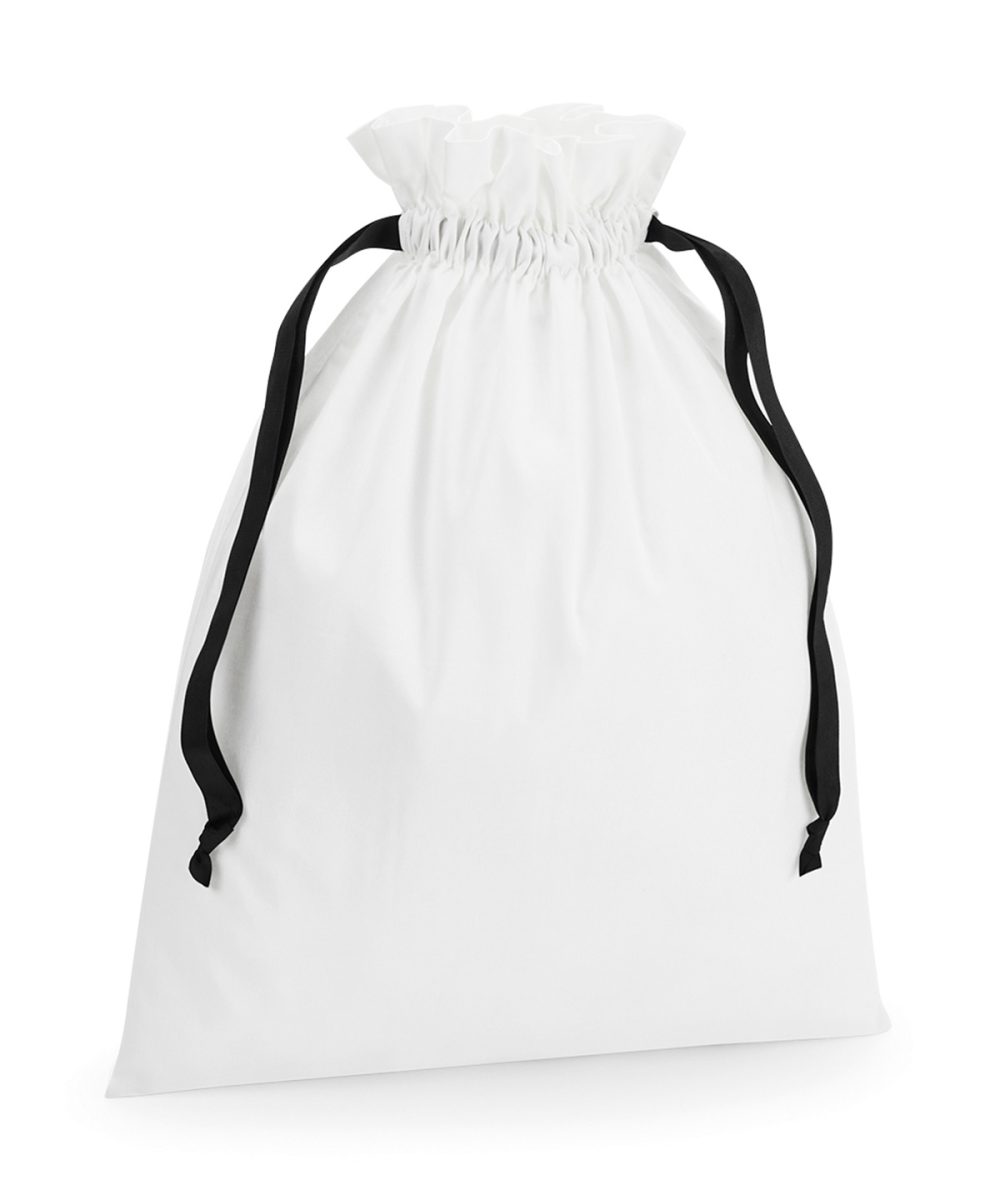 Soft White/Black Cotton gift bag with ribbon drawstring