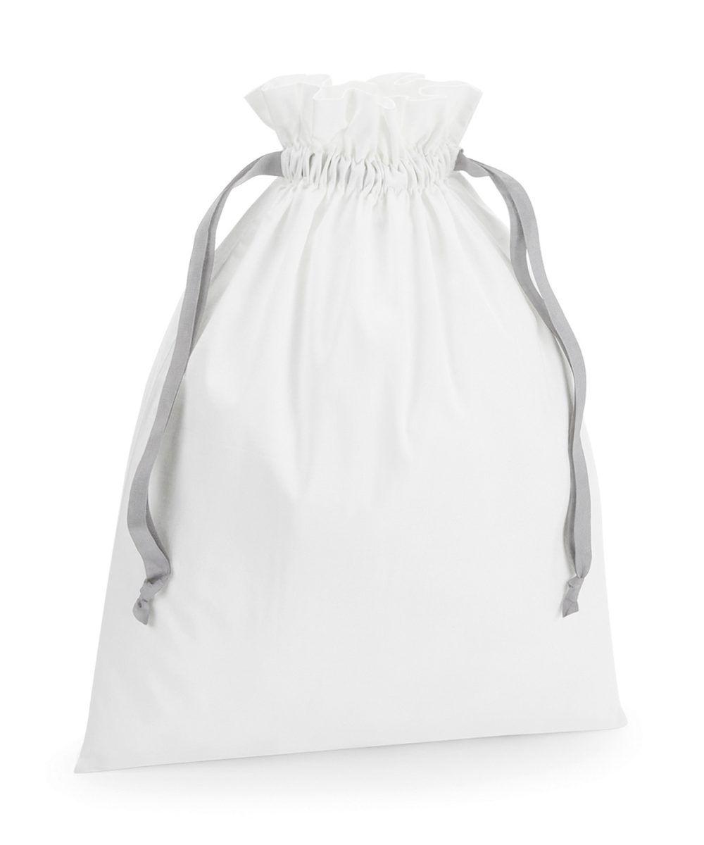 Soft White/Light Grey Cotton gift bag with ribbon drawstring