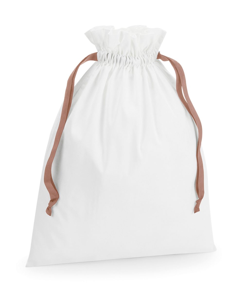 Soft White/Rose Gold Cotton gift bag with ribbon drawstring