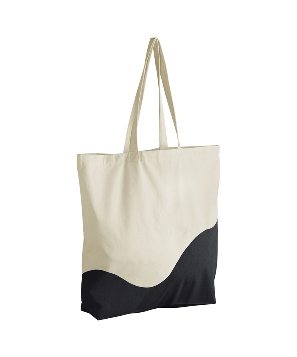 Natural/Black Organic cotton wave print maxi tote