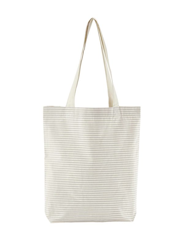 Grey/Stripe Striped organic cotton tote