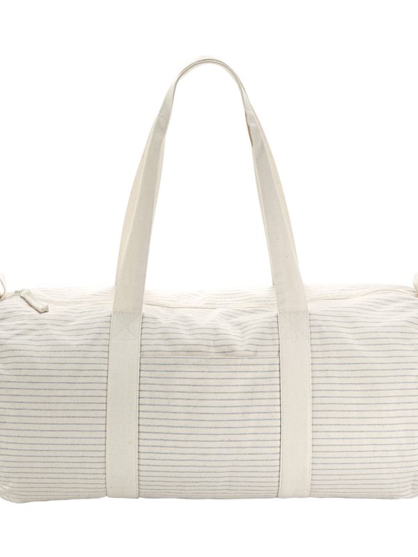 Grey/Stripe Striped organic cotton barrel bag