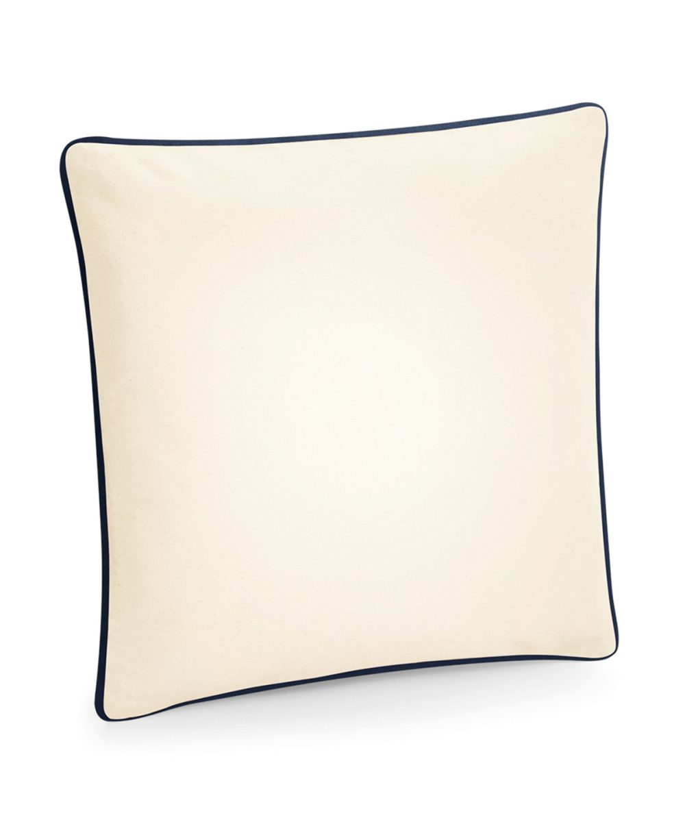 Natural/French Navy Fairtrade cotton piped cushion cover