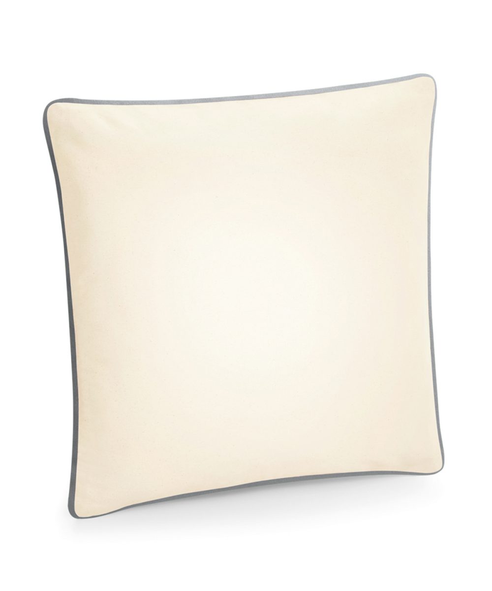 Natural/Light Grey Fairtrade cotton piped cushion cover