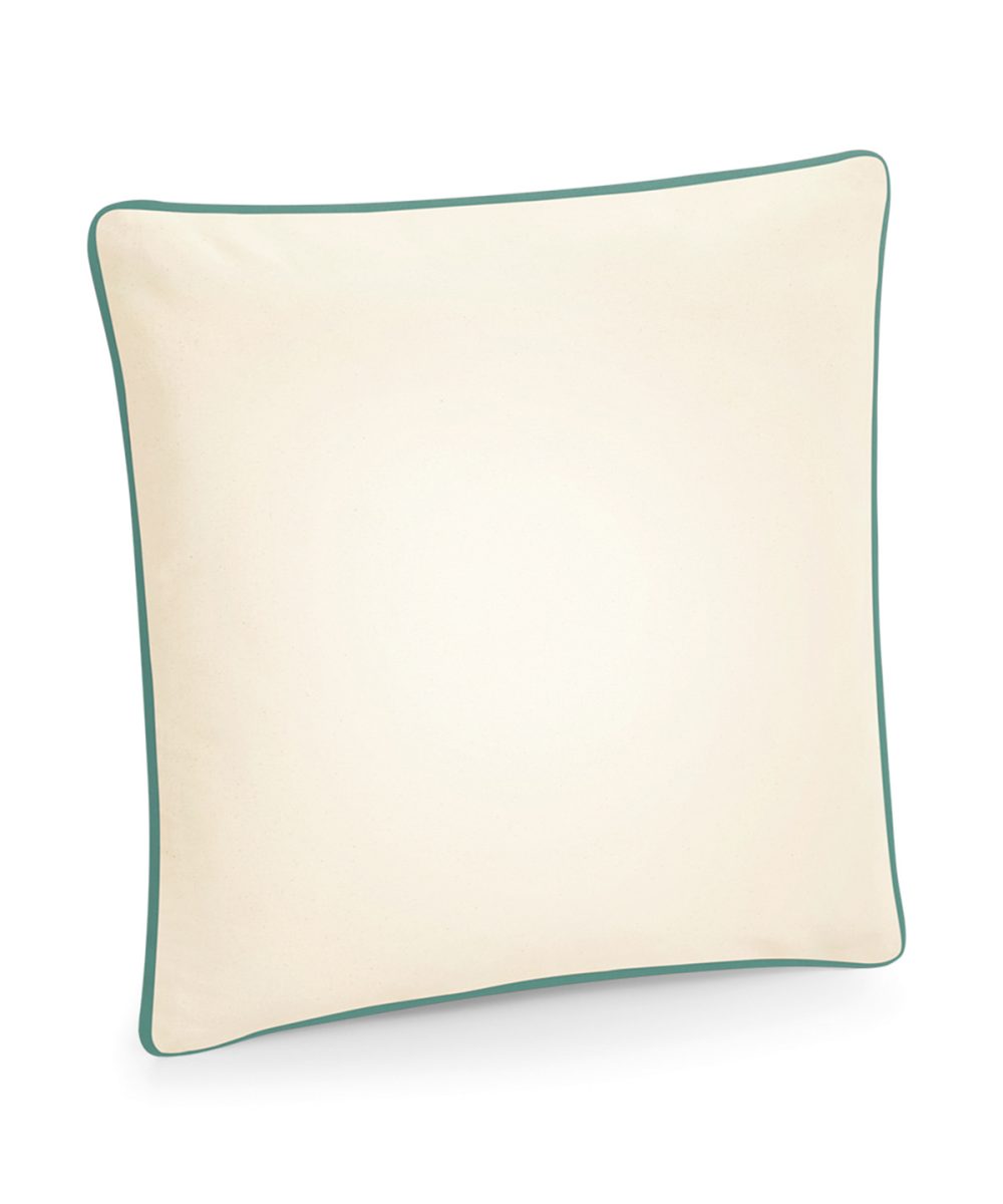 Natural/Sage Green Fairtrade cotton piped cushion cover