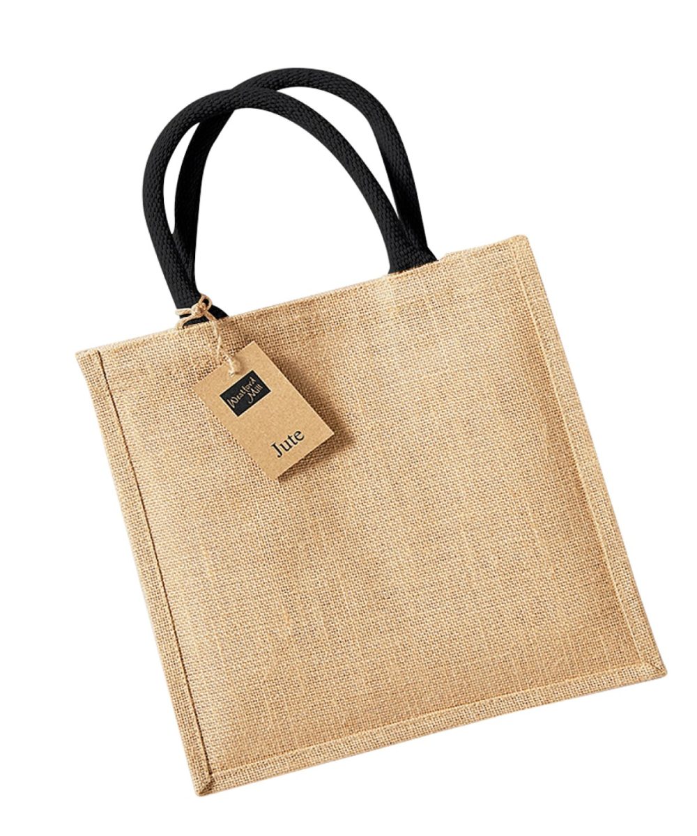 Natural/Black Jute midi tote