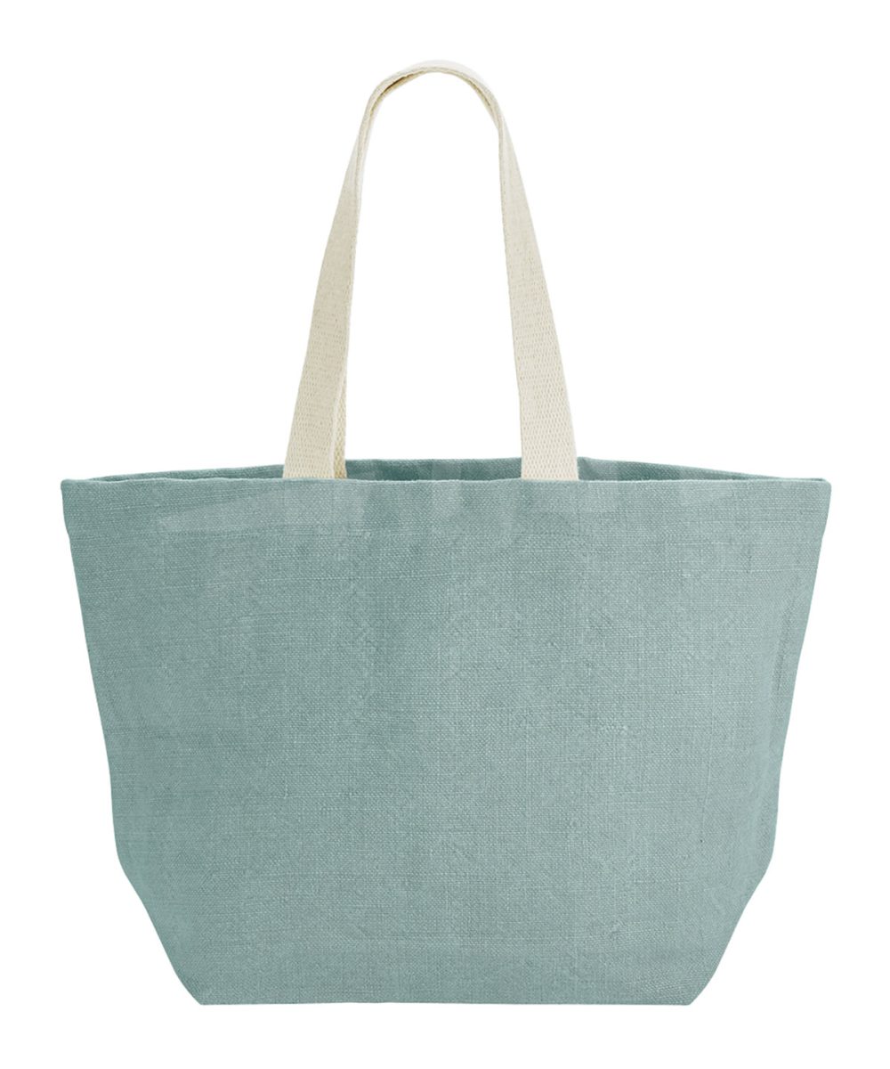 Duck Egg Blue Soft washed jute beach bag