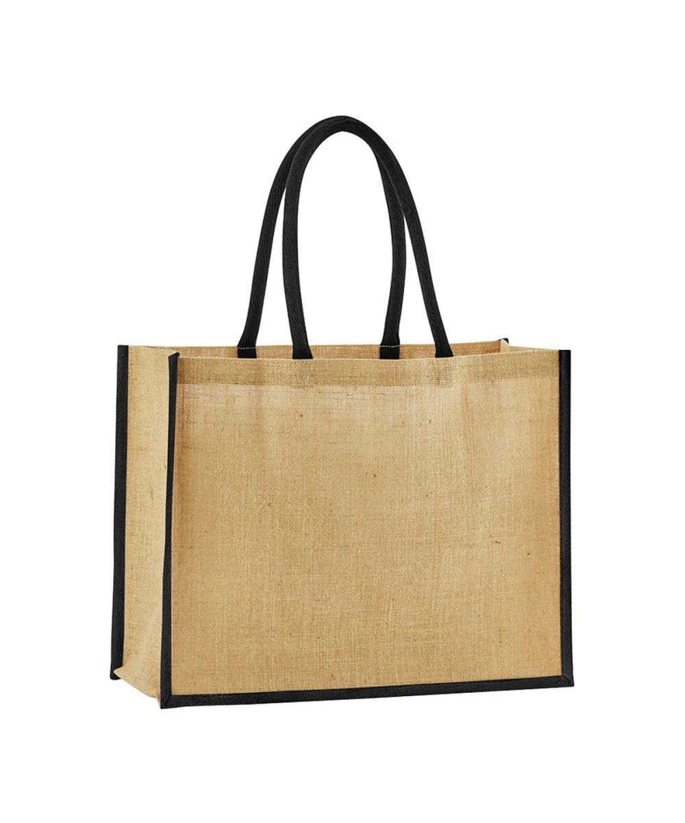 Natural/Black Natural starched jute classic shopper