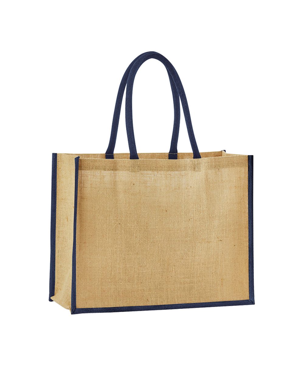 Natural/Navy Natural starched jute classic shopper