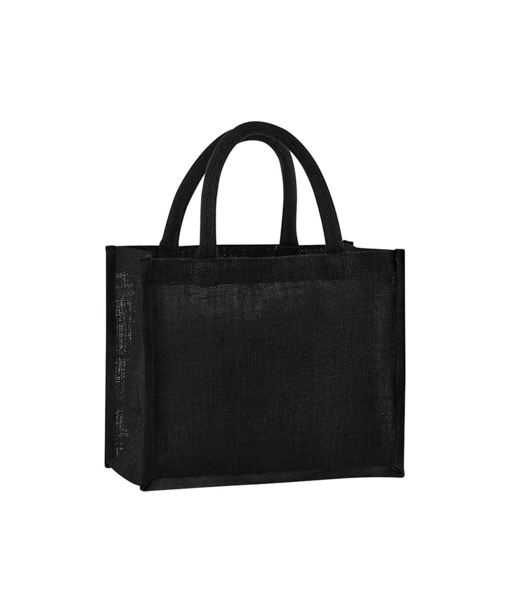 Black/Black Natural starched jute midi tote