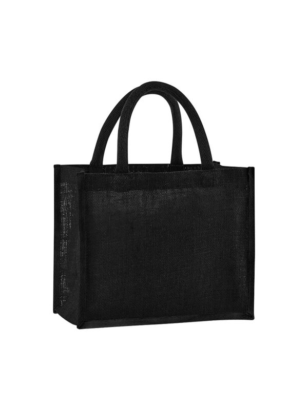 Black/Black Natural starched jute midi tote