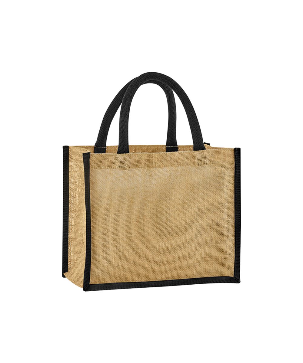 Natural/Black Natural starched jute midi tote