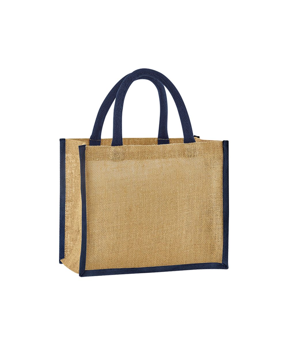 Natural/Navy Natural starched jute midi tote