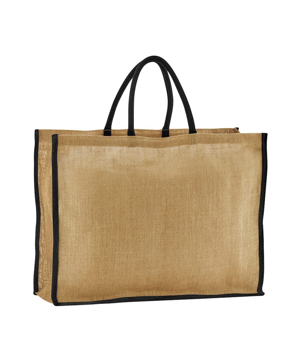 Natural/Black Natural starched jute market shopper