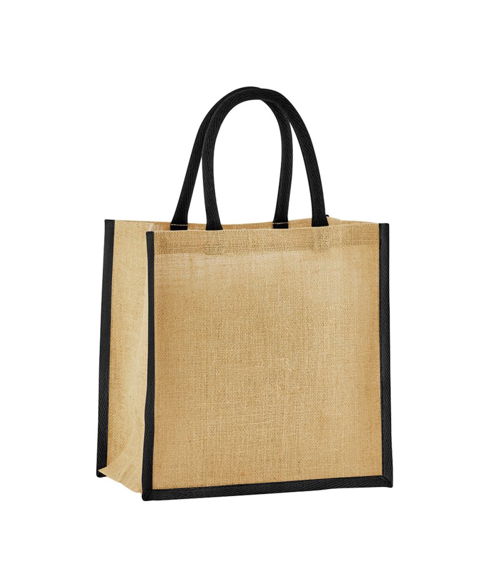 Natural/Black Natural starched jute mini gift bag