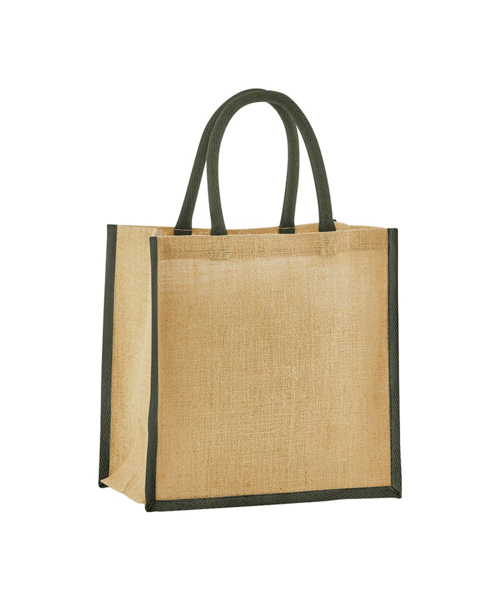 Natural/Olive Green Natural starched jute mini gift bag