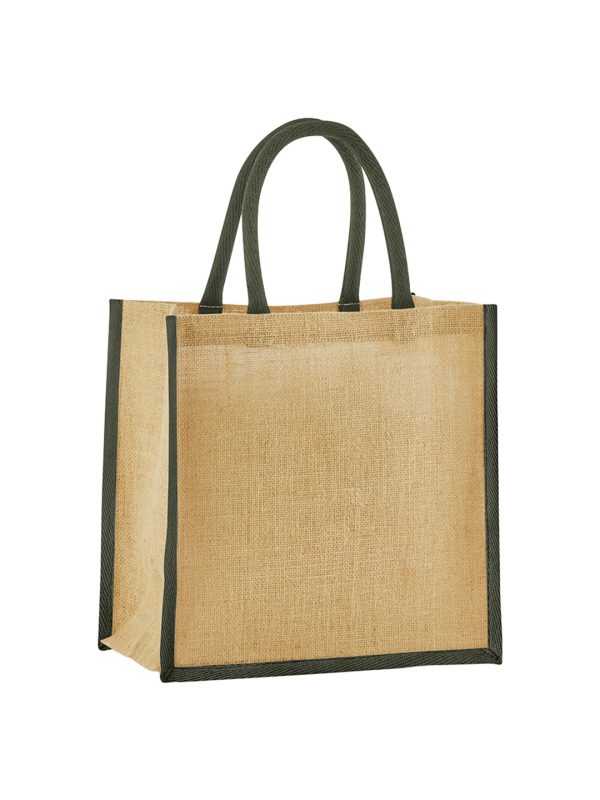 Natural/Olive Green Natural starched jute mini gift bag