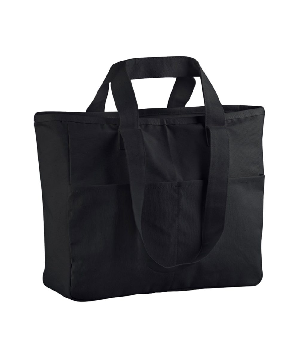 Black Double-handle cargo pocket tote