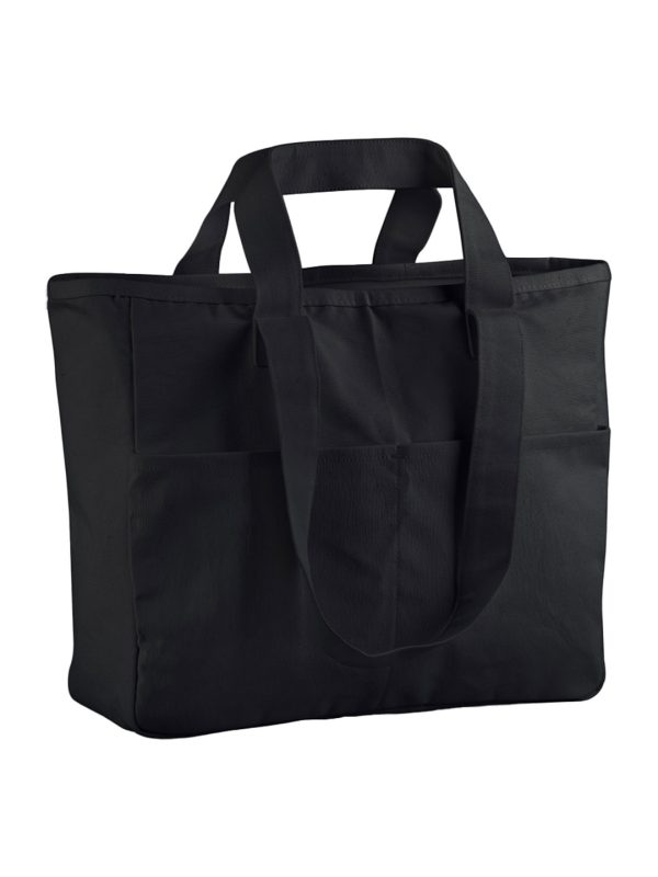 Black Double-handle cargo pocket tote