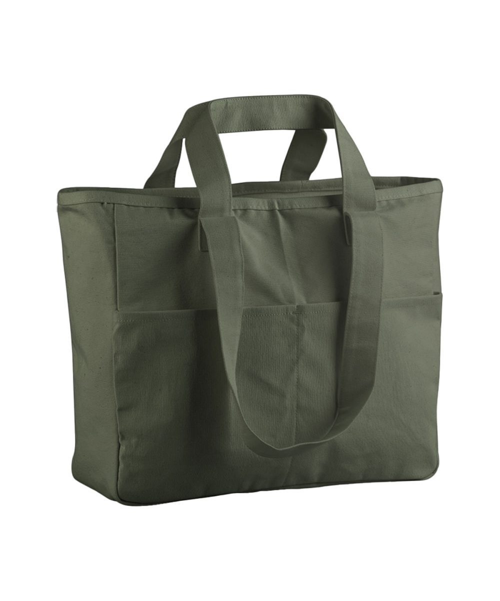 Olive Green Double-handle cargo pocket tote