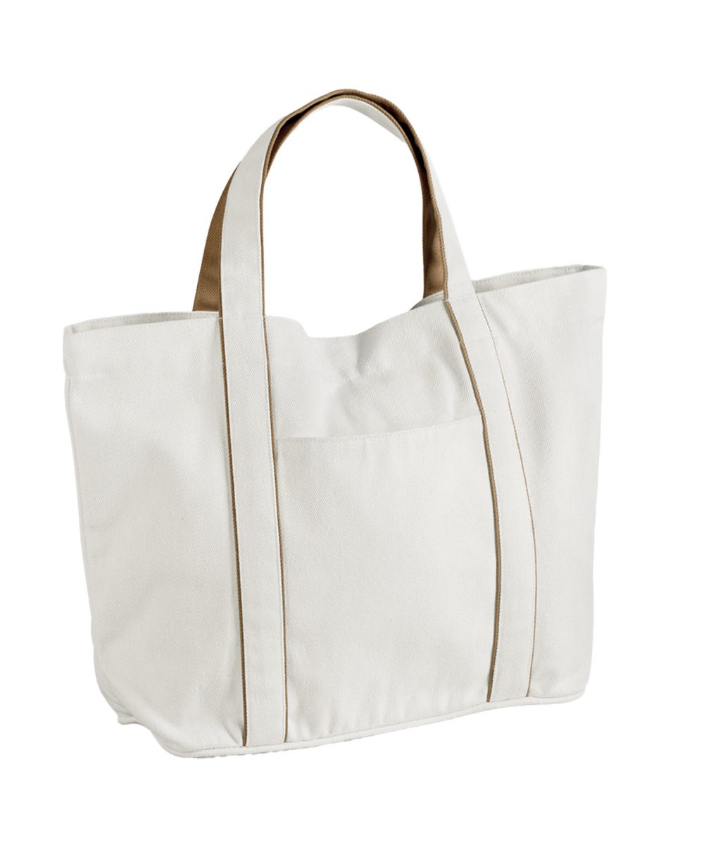 Soft White/Caramel Courtside medium tote