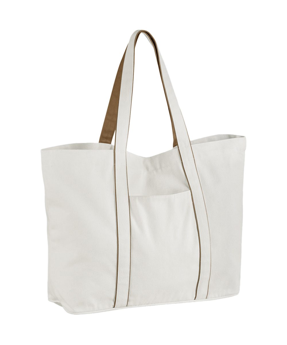 Soft White/Caramel Courtside large tote