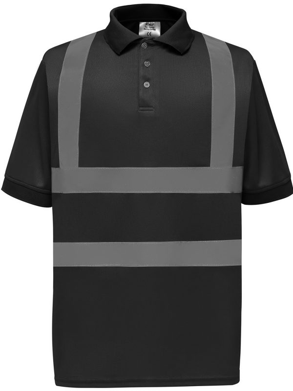 Black Hi-vis short sleeve polo (HVJ210)