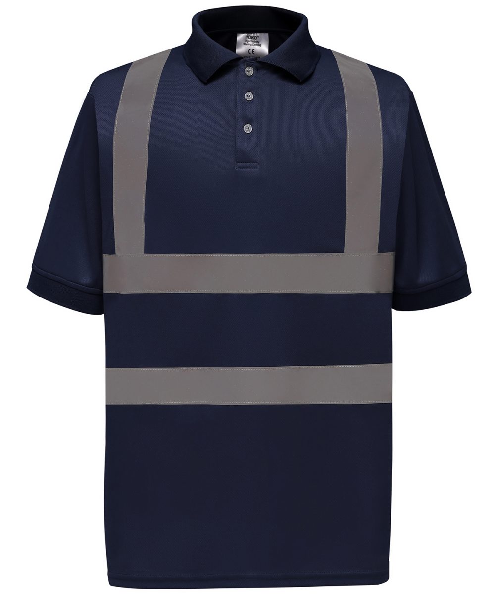 Navy Hi-vis short sleeve polo (HVJ210)