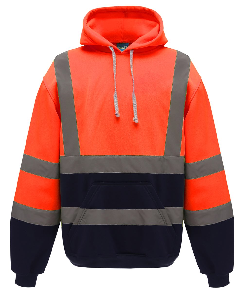 Orange/Navy Hi-vis pull-over hoodie (HVK05)