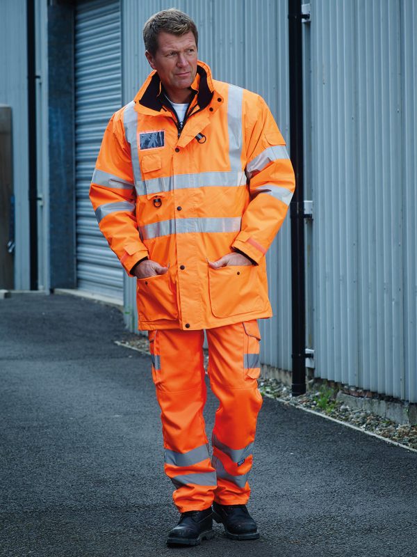 Hi-vis polycotton cargo trousers with kneepad pockets (HV018T/3M)