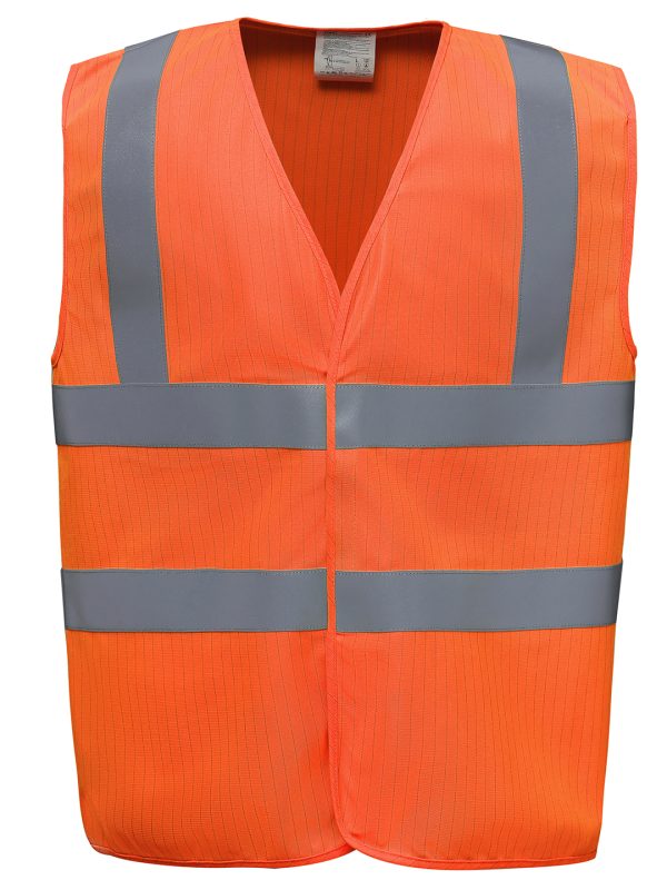 Orange Hi-vis flame-retardant anti-static waistcoat (HVW100ASFR)