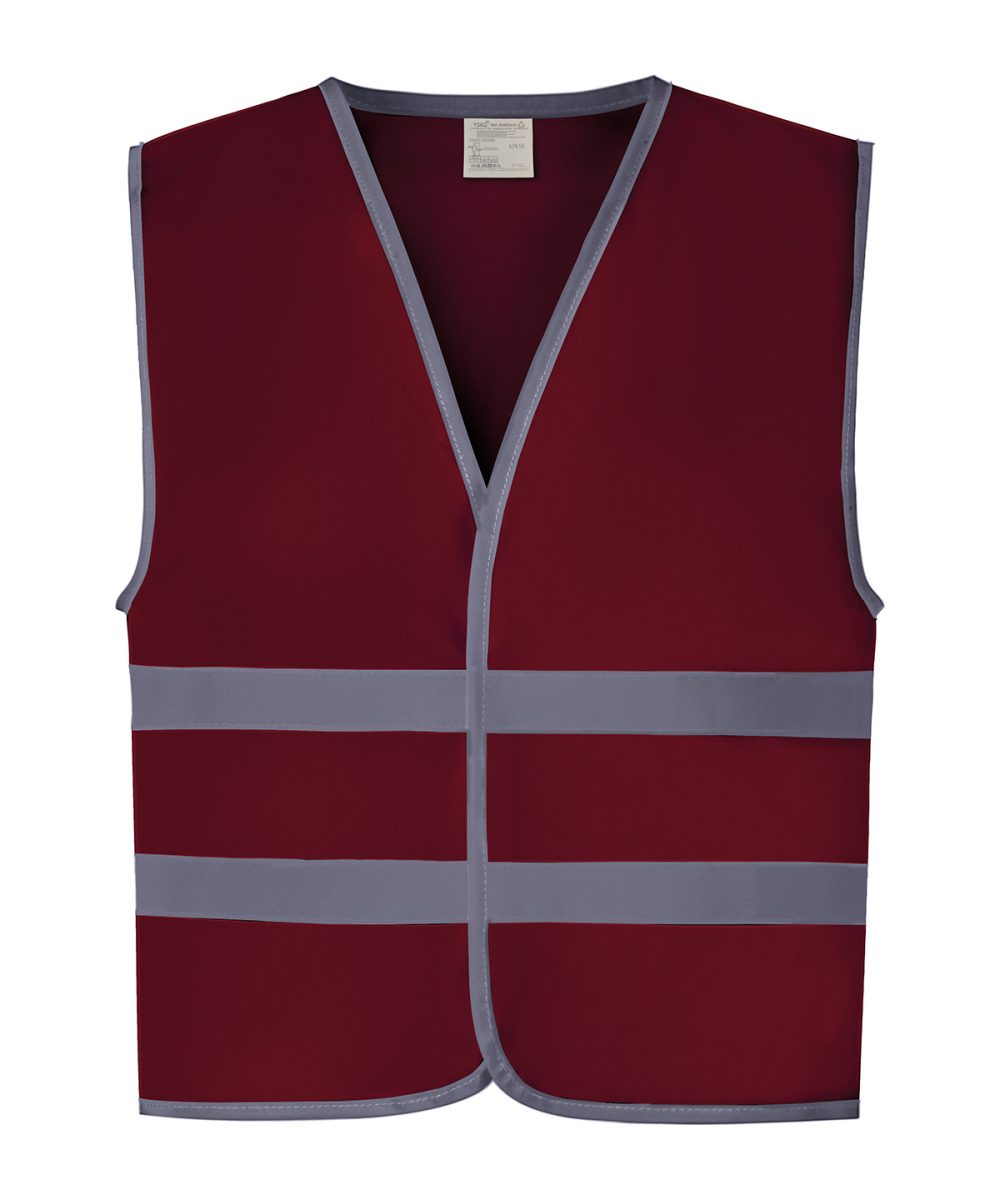 Maroon Hi-vis reflective border kids waistcoat (HVW102CH)