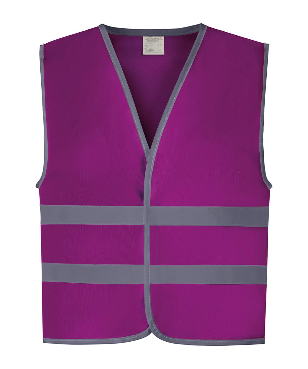 Raspberry Hi-vis reflective border kids waistcoat (HVW102CH)