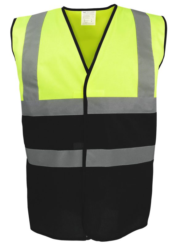 Hi-vis Yellow/Black Hi-vis two-tone waistcoat (HVW122)