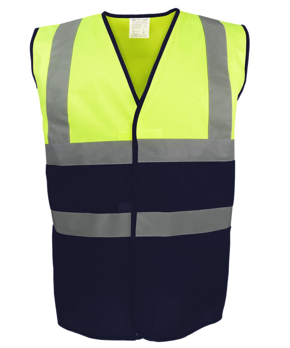 Hi-vis Yellow/Navy Hi-vis two-tone waistcoat (HVW122)