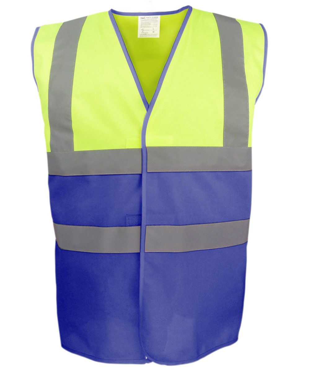 Hi-vis Yellow/Royal Blue Hi-vis two-tone waistcoat (HVW122)