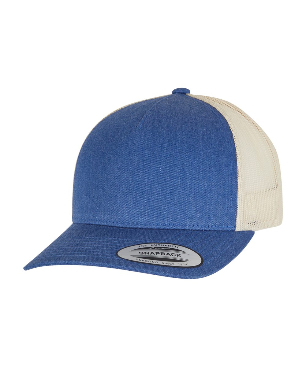 Blue/Beige 5-panel retro trucker 2-tone cap (6506T)