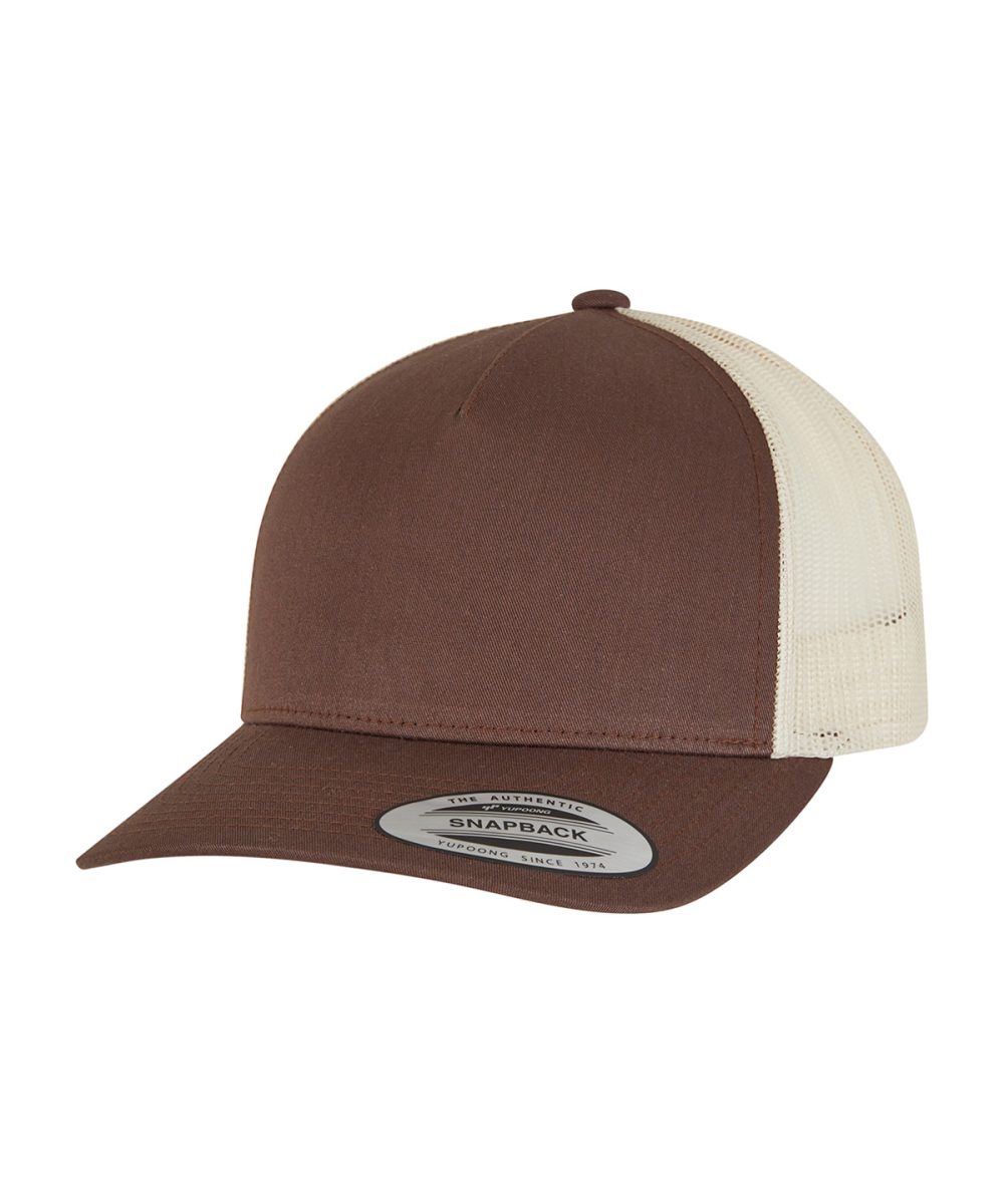 Mustang/Beige 5-panel retro trucker 2-tone cap (6506T)