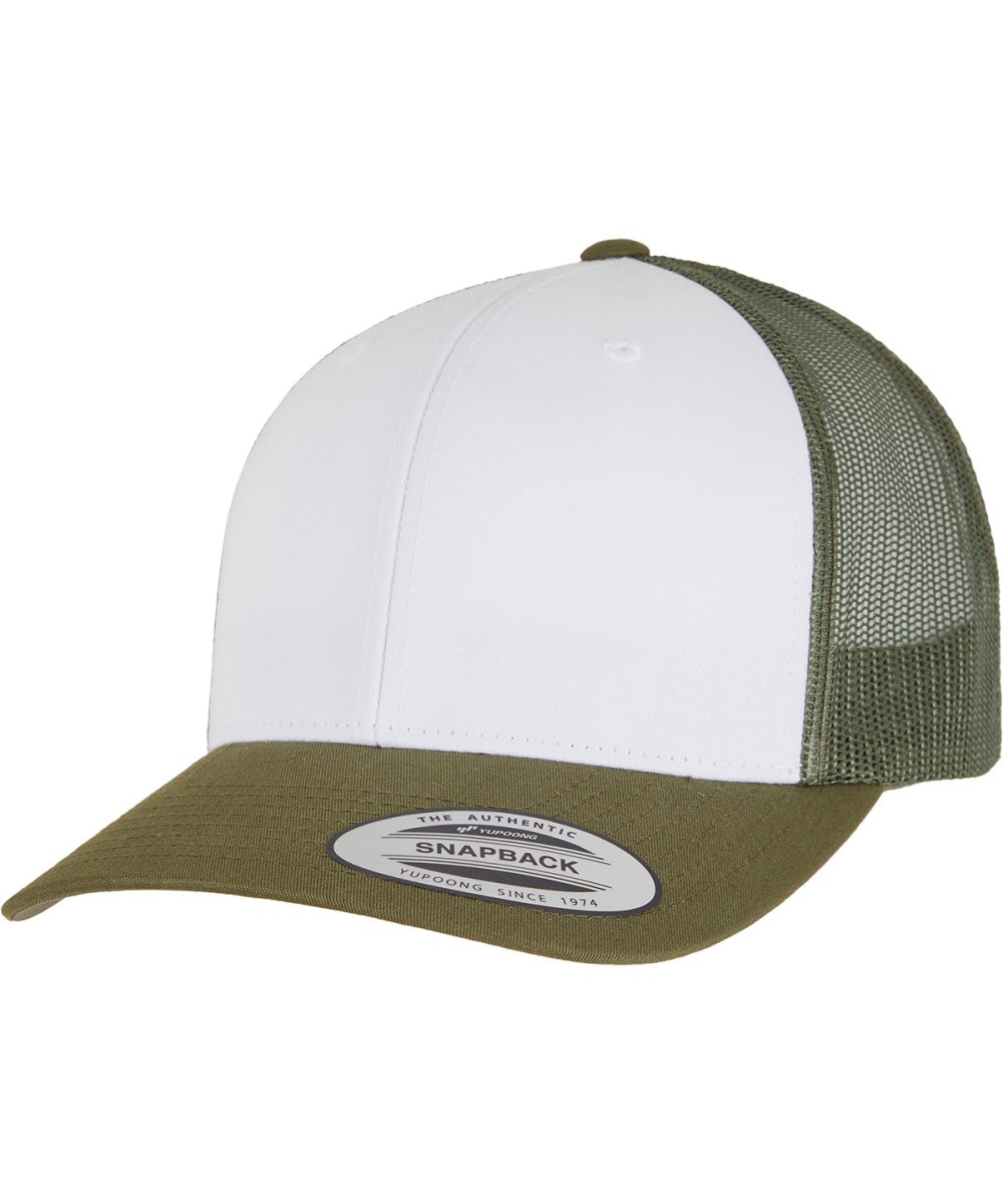 Moss Green/White/Olive Retro trucker coloured front (6606CF)