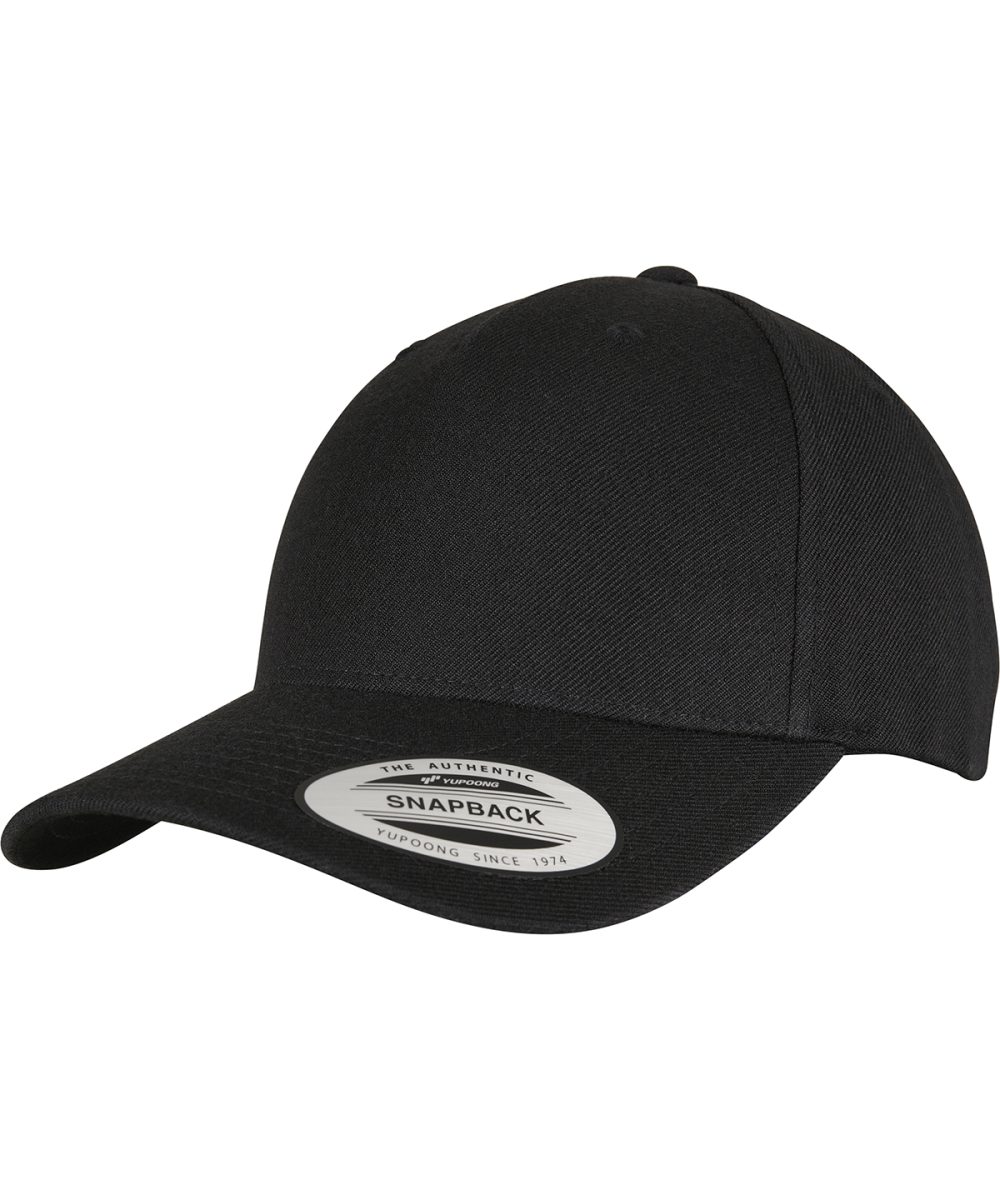 Black YP classics 5-panel premium curved visor snapback cap (5789M)