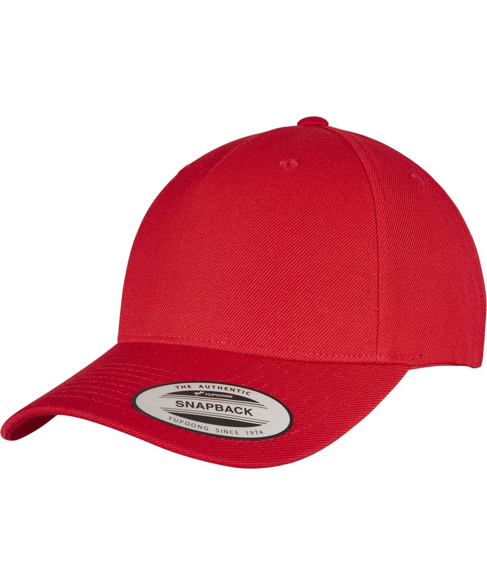 Red YP classics 5-panel premium curved visor snapback cap (5789M)