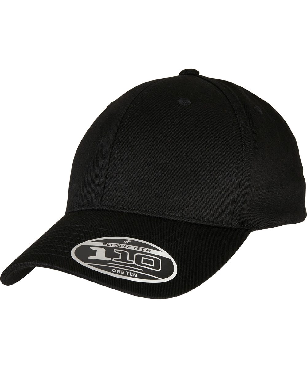 Black Flexfit 110 curved visor snapback