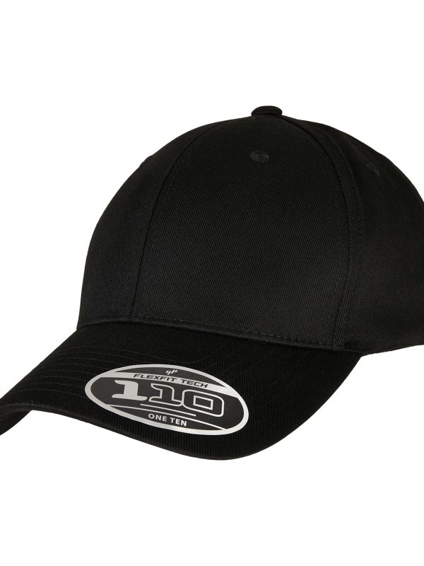 Black Flexfit 110 curved visor snapback