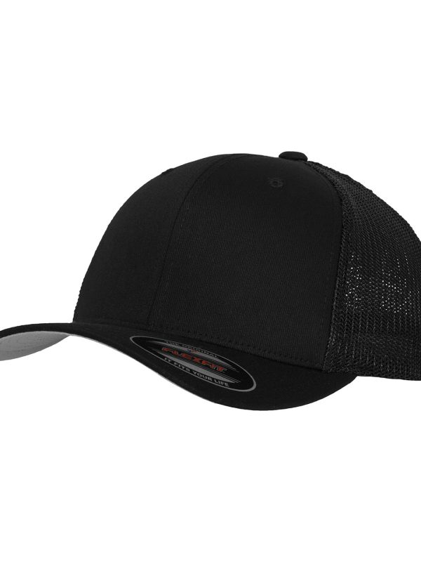 Black Flexfit mesh trucker