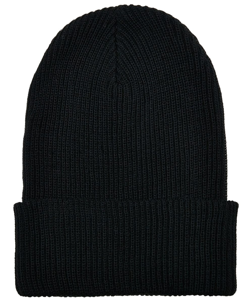 Black Recycled yarn ribbed knit beanie (1504RY)